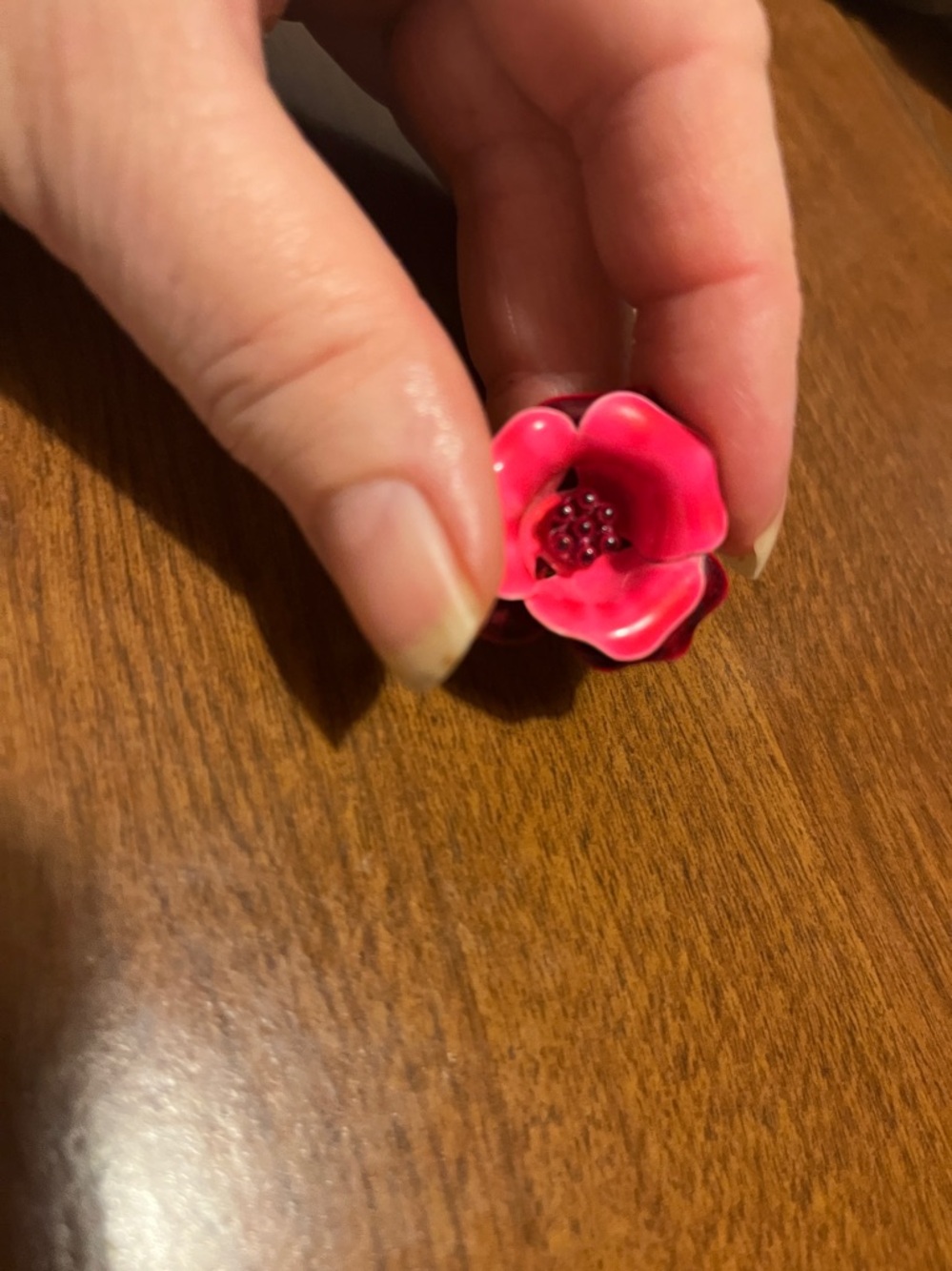Red / pink Enamel Flower Pin Brooch